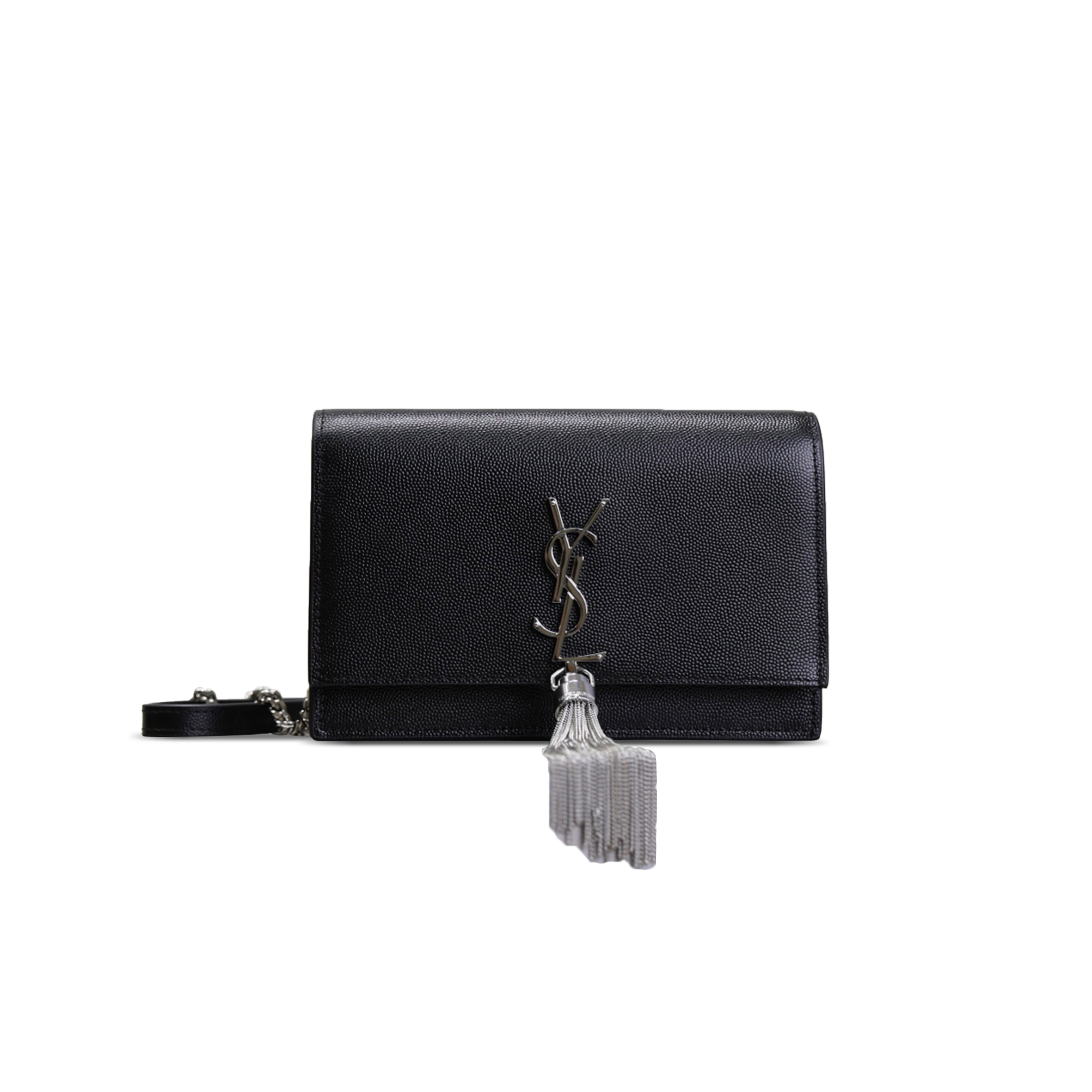 Y*S*L KATE MONOGRAM TASSEL CHAIN WALLET IN GRAIN DE POUDRE EMBOSSED LEATHER 452159 (19*12.5*4cm)